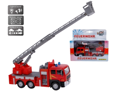 Die Feuerwehrauto mit Drehleiter Licht Sound Sirene